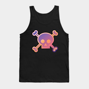 Skull and Crossbones Pirate Flag Purple Orange Gradient Tank Top